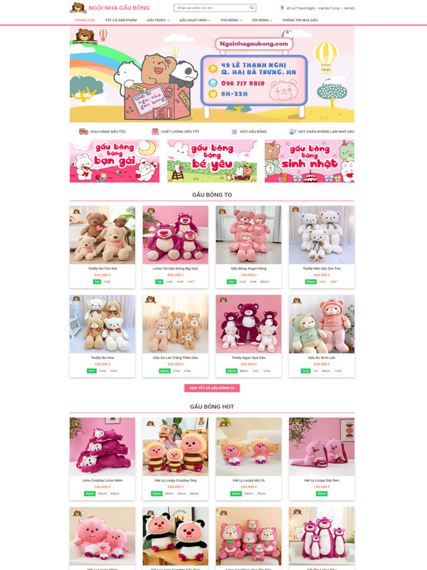 Tính năng chính của website bán gấu nhồi bông - Web4s